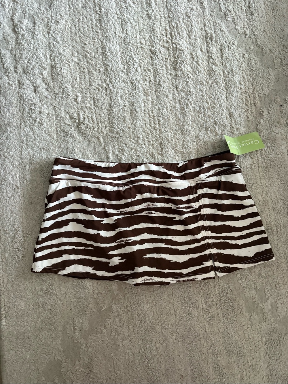 NWT Garnet Hill Zebra Print Swim Skirt Safari Stripe Brown Ivory Size 6